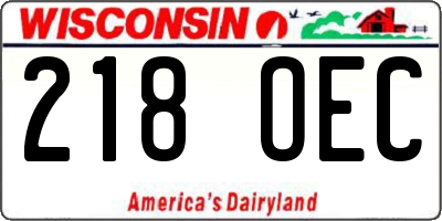 WI license plate 218OEC