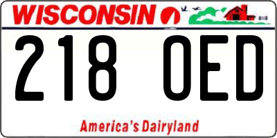 WI license plate 218OED