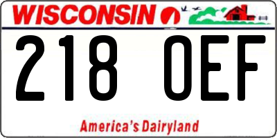 WI license plate 218OEF