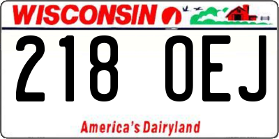 WI license plate 218OEJ