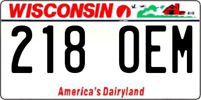 WI license plate 218OEM