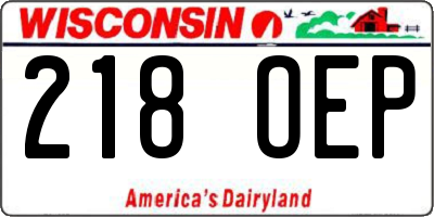 WI license plate 218OEP