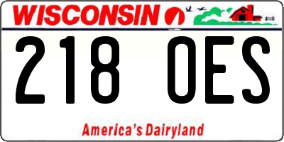 WI license plate 218OES