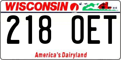 WI license plate 218OET