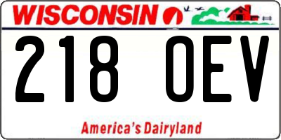 WI license plate 218OEV