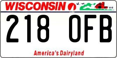 WI license plate 218OFB