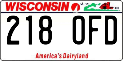 WI license plate 218OFD