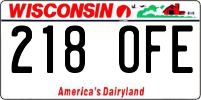 WI license plate 218OFE