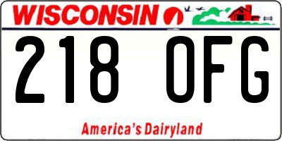 WI license plate 218OFG