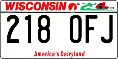 WI license plate 218OFJ