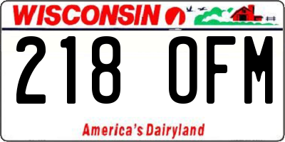 WI license plate 218OFM