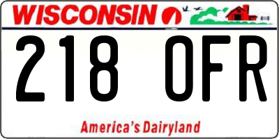 WI license plate 218OFR