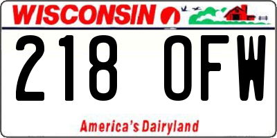 WI license plate 218OFW