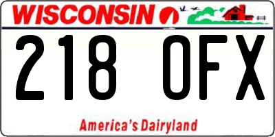 WI license plate 218OFX