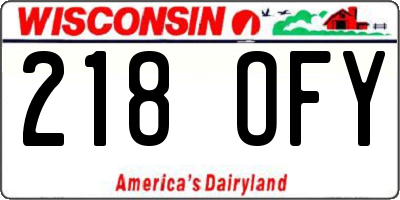 WI license plate 218OFY