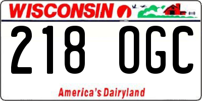 WI license plate 218OGC