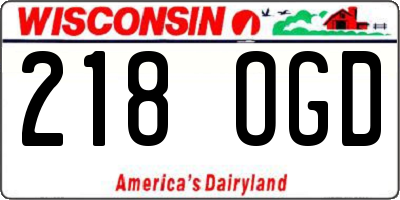 WI license plate 218OGD