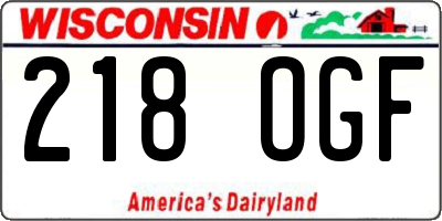 WI license plate 218OGF