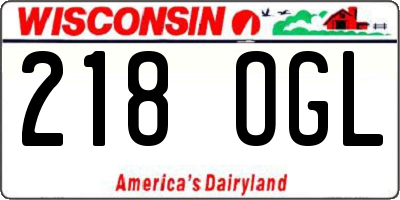 WI license plate 218OGL