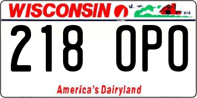 WI license plate 218OPO