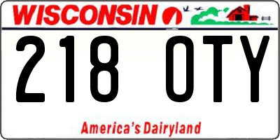 WI license plate 218OTY