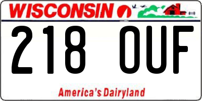 WI license plate 218OUF