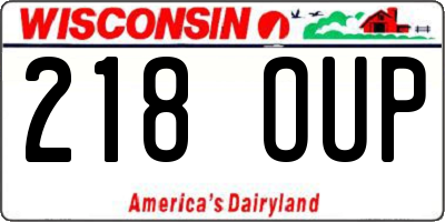 WI license plate 218OUP