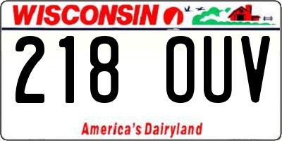 WI license plate 218OUV