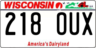 WI license plate 218OUX
