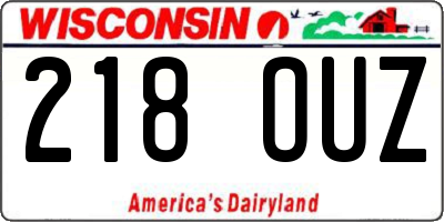 WI license plate 218OUZ