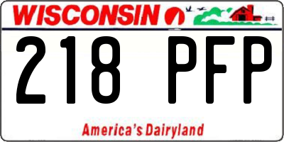 WI license plate 218PFP