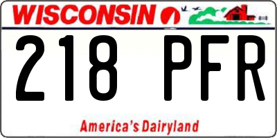 WI license plate 218PFR