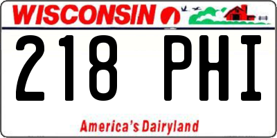 WI license plate 218PHI