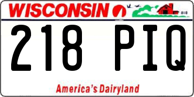 WI license plate 218PIQ