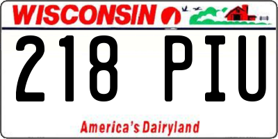 WI license plate 218PIU