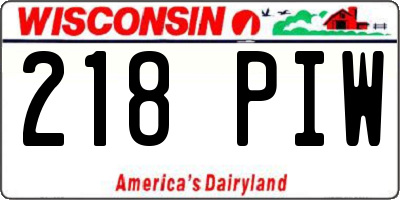WI license plate 218PIW