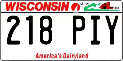 WI license plate 218PIY