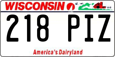 WI license plate 218PIZ
