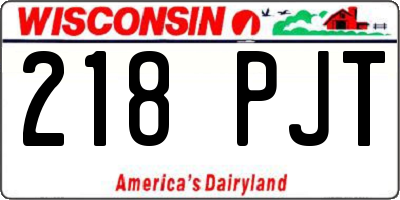 WI license plate 218PJT