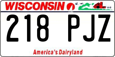 WI license plate 218PJZ