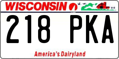 WI license plate 218PKA