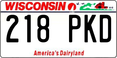 WI license plate 218PKD