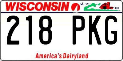 WI license plate 218PKG