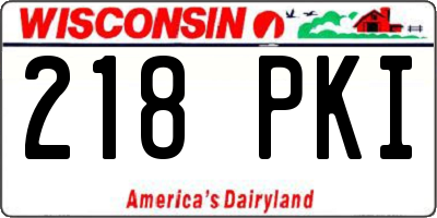 WI license plate 218PKI