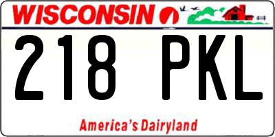 WI license plate 218PKL