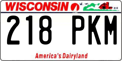 WI license plate 218PKM