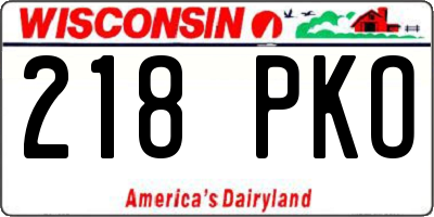 WI license plate 218PKO