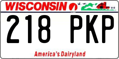 WI license plate 218PKP