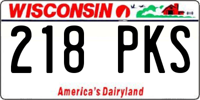 WI license plate 218PKS