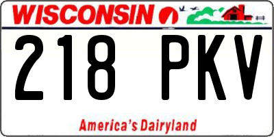 WI license plate 218PKV